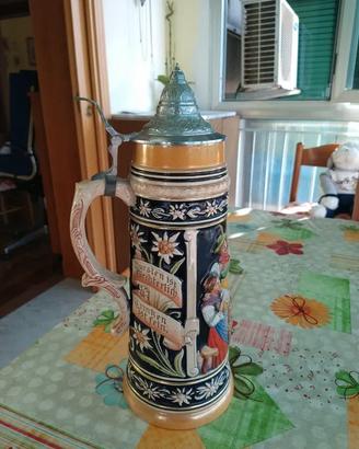 BOCCALE BIRRA TEDESCO IN CERAMICA COLORATA CON COP