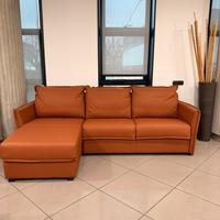 Divano letto + penisola in pelle
