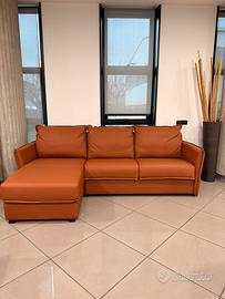 Divano letto + penisola in pelle