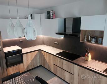 Cucina + cappa da design e piano cottura