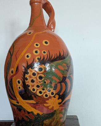 Grande brocca siciliana in Terracotta dipinta mano