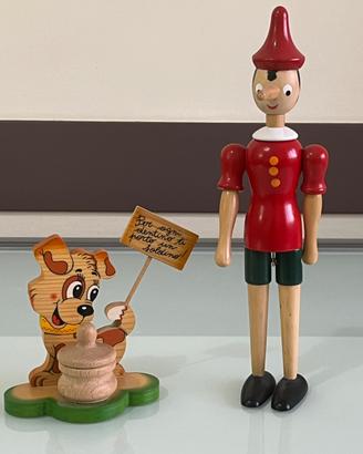 Portadentini Bartolucci cane + Pinocchio in legno