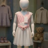 abito da cerimonia bimba 2 anni rosa e bianco nuov