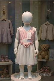abito da cerimonia bimba 2 anni rosa e bianco nuov