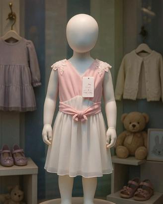 abito da cerimonia bimba 2 anni rosa e bianco nuov