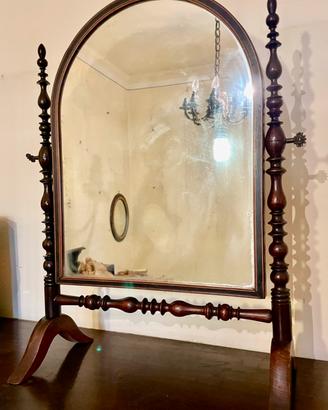 Specchio antico girevole in noce fine 800'
