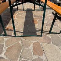 Set tavolo e 2 panchine in legno