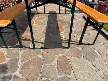 Set tavolo e 2 panchine in legno