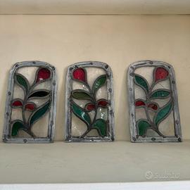 Tris di Vetrate Artistiche a Piombo–Design Floreal