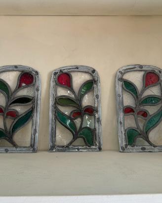 Tris di Vetrate Artistiche a Piombo–Design Floreal