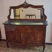 Credenza intarsata antica con specchio