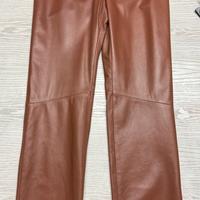 Pantaloni pelle donna mocha mousse marrone vintage