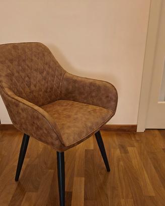 Poltroncina imbottita tessuto nabuk effetto vintag