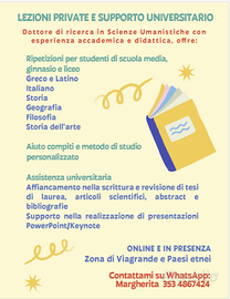 LEZIONI PRIVATE E SUPPORTO UNIVERISTARIO