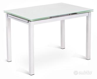 Tavolo allungabile vetro temperato bianco