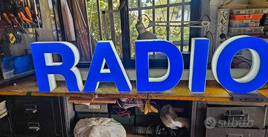 INSEGNA LUMINOSA RADIO VINTAGE PLEXIGLAS INDUSTRIA