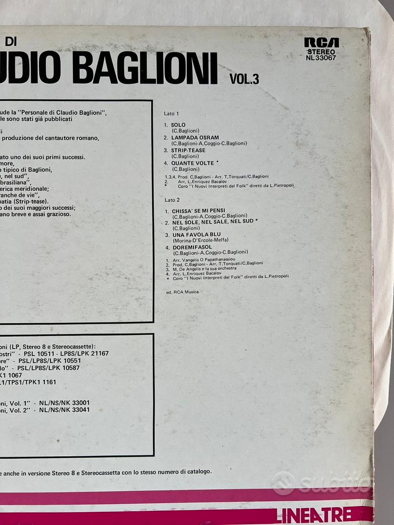 RCA vinile LP CLAUDIO BAGLIONI PERSONALE DI C. BAGLIONI VOL. 3