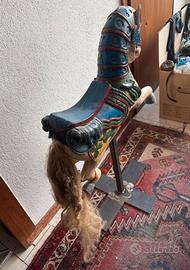 Antico cavallo da giostra in legno intagliato 62cm
