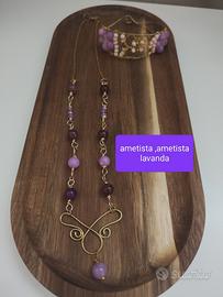 parure bracciale a fascia collana catena ametista 