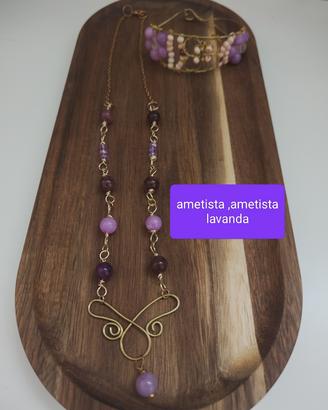 parure bracciale a fascia collana catena ametista 