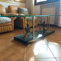 Tavolino soggiorno stile orientale, piano in vetro