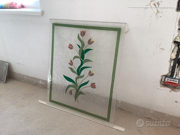 Vetro artisico con cornice per inserimento a muro