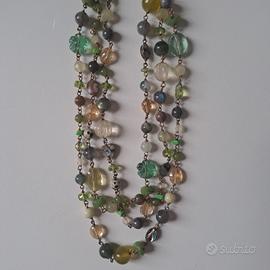 Collana con argento  dorato con pietre dure