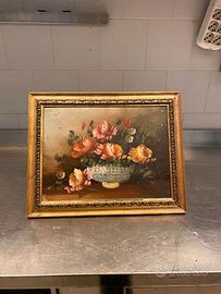 2 Dipinti Natura Morta firmati con cornice dorata