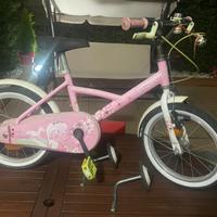 Bicicletta rosa 4-6 anni con rotelle e casco