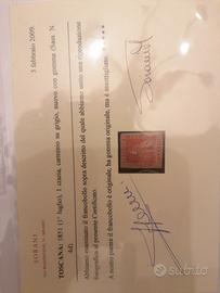 Toscana  1 cr. su carta grigia. cert.  mraro.L50