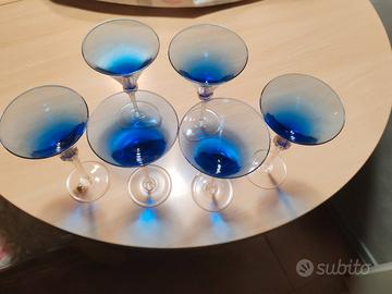 calici  cristallo blu e oro