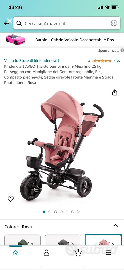 Transport Triciclo Kinderkraft Aveo Rosa Baby Kinderkraft Pink