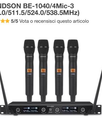 Kit 4 radio microfoni Rondaon Be-1040 con case