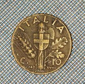 Antica moneta del regno d'Italia 1940 da 10 cent. 