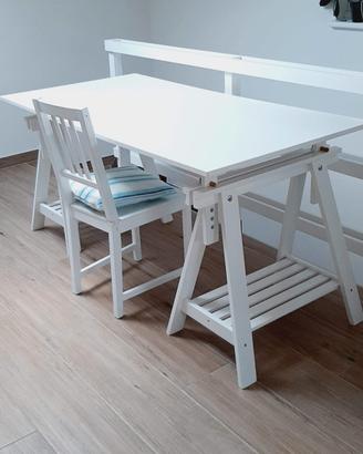 Scrivania bianca 160 cm l x 80 cm p x 80 h