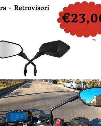 COPPIA SPECCHIETTI RETROVISORI MOTO MIR9212 NERO O