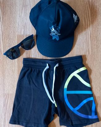 set pantaloncini + cappellino + occhiali