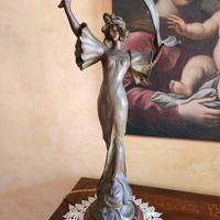 Lampada scultura in bronzo Art Noveau