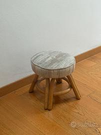 Sgabello vintage in rattan/bambù, anni ’60-’70