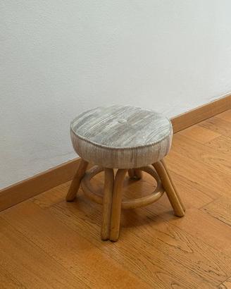 Sgabello vintage in rattan/bambù, anni ’60-’70