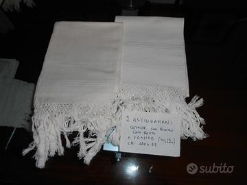 2 asciugamani vintage in cotone con ricamo