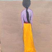 Quadro Materico  "Donna e Orizzonte" 40x50 cm