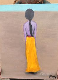 Quadro Materico  "Donna e Orizzonte" 40x50 cm