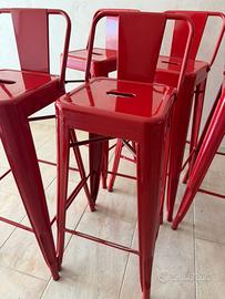 8 Sgabelli Industriali Rossi stile Tolix