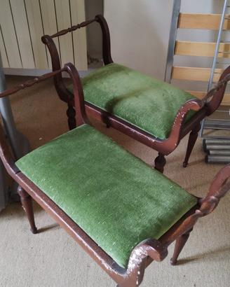 2 panche Vintage con velluto