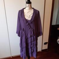 Vestito in chiffon viscosa con balze colore viola