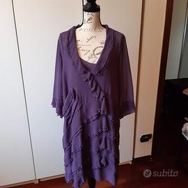 Vestito in chiffon viscosa con balze colore viola