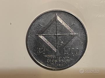Moneta 100 Lire Guglielmo Marconi 1874-1974 Rara