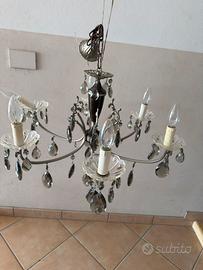 Lampadario vintage con cristalli + abat-jour