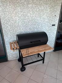 Barbecue con coperchio e ruote h103x108x71cm